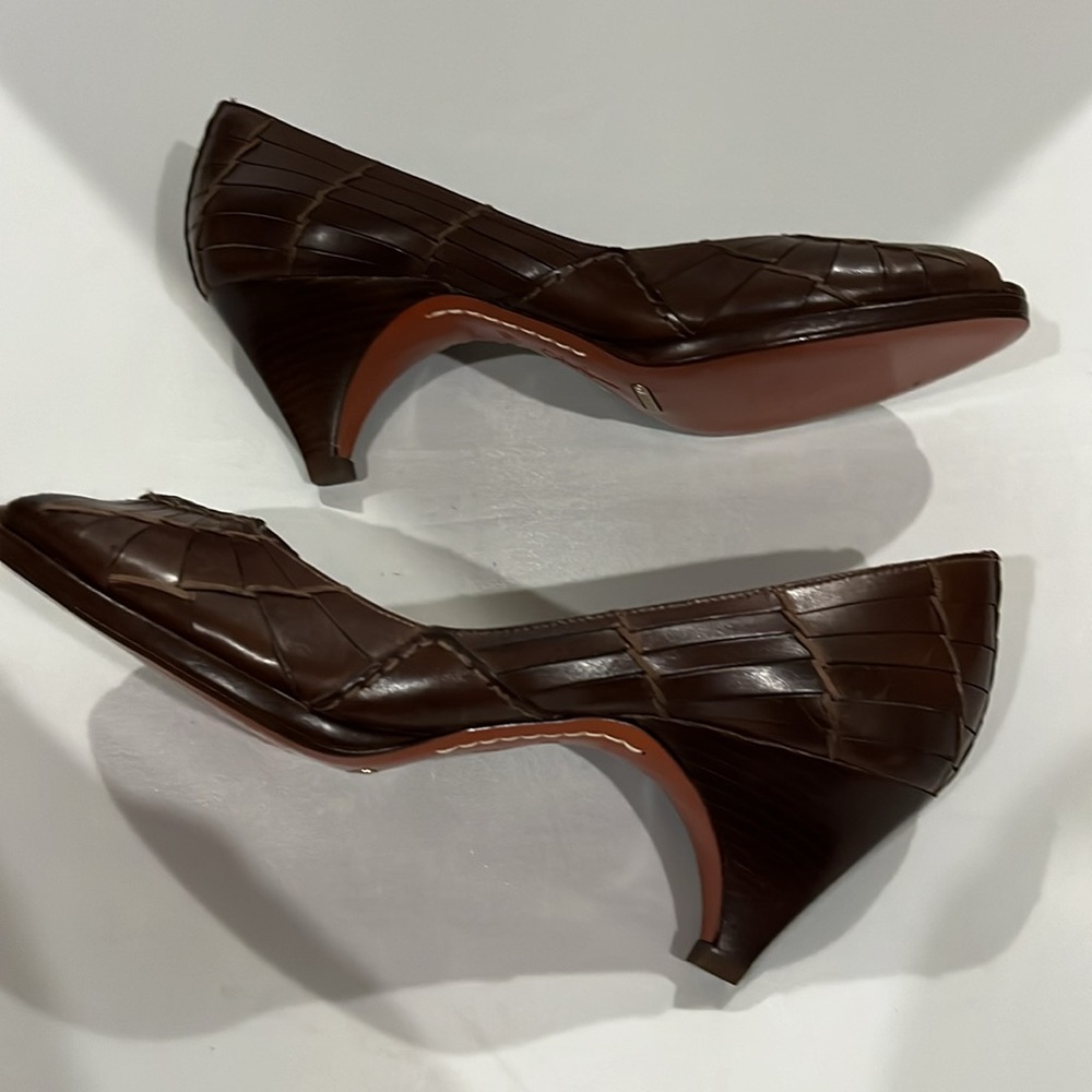 SALE! Cole Haan Brown Women's 7.5B Peep Toe Nike Air Comfort Heels Light Wear - Picture 6 of 13